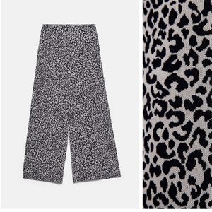 Zara animal print cullote pants trousers wide leg